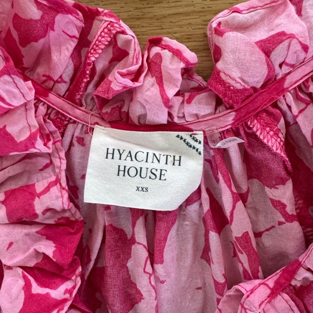 Tuckernuck Hyacinth House Pink Floral Thea Mini Dress XXS Tiered Ruffle Hem - Picture 8 of 8